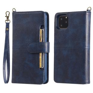 For iPhone 11 Pro Max Multifunctional Detachable Magnetic Horizontal Flip Leather Case with Card Slots & Holder & Wallet & Photo Frame(Blue)