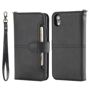 For iPhone XR Multifunctional Detachable Magnetic Horizontal Flip Leather Case with Card Slots & Holder & Wallet & Photo Frame(Black)