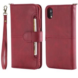 For iPhone XR Multifunctional Detachable Magnetic Horizontal Flip Leather Case with Card Slots & Holder & Wallet & Photo Frame(Red)