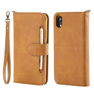 For iPhone XR Multifunctional Detachable Magnetic Horizontal Flip Leather Case with Card Slots & Holder & Wallet & Photo Frame(Brown)