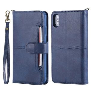 For iPhone XS Max Multifunctional Detachable Magnetic Horizontal Flip Leather Case with Card Slots & Holder & Wallet & Photo Frame(Blue)