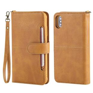 For iPhone XS Max Multifunctional Detachable Magnetic Horizontal Flip Leather Case with Card Slots & Holder & Wallet & Photo Frame(Brown)