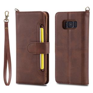 For Galaxy S8+ Multifunctional Detachable Magnetic Horizontal Flip Leather Case with Card Slots & Holder & Wallet & Photo Frame(Coffee)