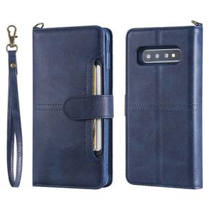 For Galaxy S10+ Multifunctional Detachable Magnetic Horizontal Flip Leather Case with Card Slots & Holder & Wallet & Photo Frame(Blue)
