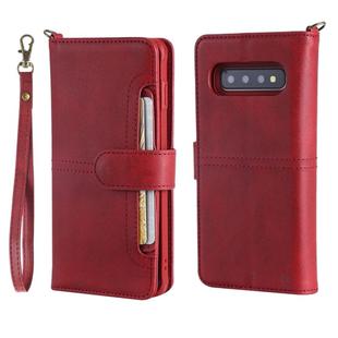 For Galaxy S10 Multifunctional Detachable Magnetic Horizontal Flip Leather Case with Card Slots & Holder & Wallet & Photo Frame(Red)