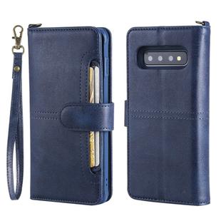 For Galaxy S10 Multifunctional Detachable Magnetic Horizontal Flip Leather Case with Card Slots & Holder & Wallet & Photo Frame(Blue)