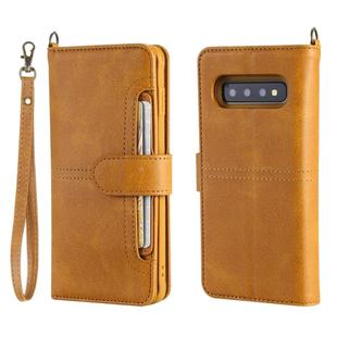 For Galaxy S10 Multifunctional Detachable Magnetic Horizontal Flip Leather Case with Card Slots & Holder & Wallet & Photo Frame(Brown)