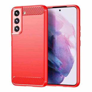 For Samsung Galaxy S23+ 5G Brushed Texture Carbon Fiber TPU Phone Case(Red)