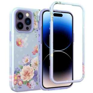 For iPhone 14 Pro Varnishing Water Stick TPU + Hard Plastic Phone Case(10046 Flower)