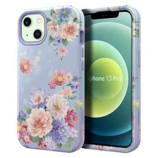 For iPhone 13 Varnishing Water Stick TPU + Hard Plastic Phone Case(10046 Flower)