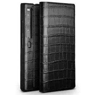 For Huawei Mate XS 2 QIALINO Crocodile Pattern Genuine Leather Phone Case(Black)