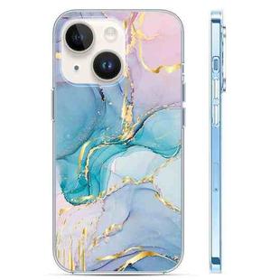 For iPhone 14 Coloured Glaze Marble Phone Case(Purple Blue)