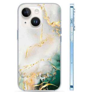 For iPhone 14 Plus Coloured Glaze Marble Phone Case(Grey Green)