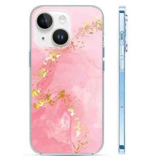 For iPhone 13 Coloured Glaze Marble Phone Case(Pink Gold)