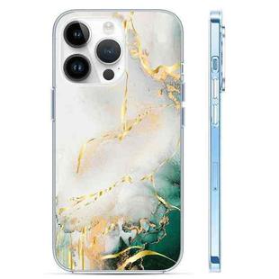 For iPhone 13 Pro Coloured Glaze Marble Phone Case(Grey Green)