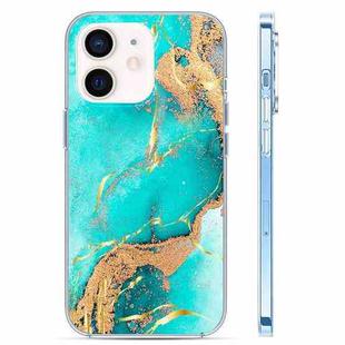 For iPhone 12 Coloured Glaze Marble Phone Case(Green Gilt)