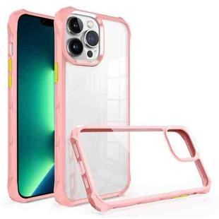 For iPhone 13 Pro Max Water Cube High Transparent Space Phone Case(Pink)