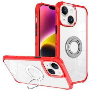 For iPhone 14 Water Cube High Permeability Space Phone Case with Invisible Holder(Red)