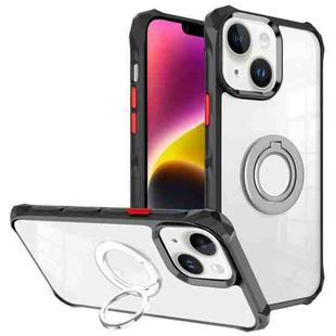 For iPhone 14 Plus Water Cube High Permeability Space Phone Case with Invisible Holder(Black)