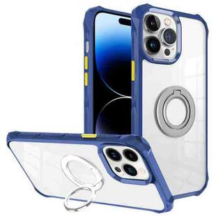 For iPhone 14 Pro Water Cube High Permeability Space Phone Case with Invisible Holder(Sapphire)