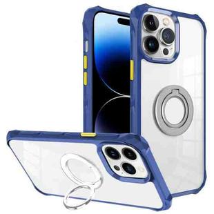 For iPhone 14 Pro Max Water Cube High Permeability Space Phone Case with Invisible Holder(Sapphire)