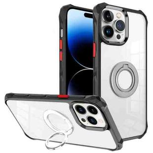 For iPhone 14 Pro Max Water Cube High Permeability Space Phone Case with Invisible Holder(Black)
