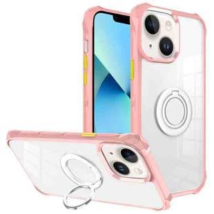 For iPhone 13 Water Cube High Permeability Space Phone Case with Invisible Holder(Pink)