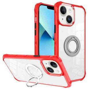For iPhone 13 Water Cube High Permeability Space Phone Case with Invisible Holder(Red)