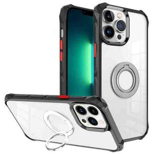 For iPhone 13 Pro Water Cube High Permeability Space Phone Case with Invisible Holder(Black)