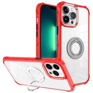 For iPhone 13 Pro Water Cube High Permeability Space Phone Case with Invisible Holder(Red)
