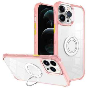 For iPhone 12 Pro Water Cube High Permeability Space Phone Case with Invisible Holder(Pink)