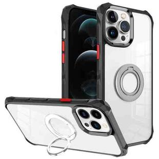 For iPhone 12 Pro Water Cube High Permeability Space Phone Case with Invisible Holder(Black)