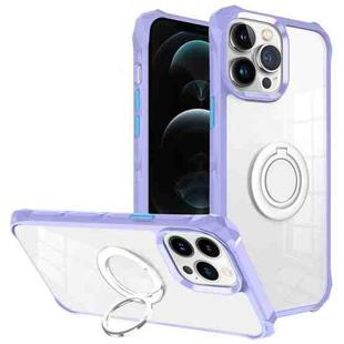 For iPhone 12 Pro Water Cube High Permeability Space Phone Case with Invisible Holder(Purple)