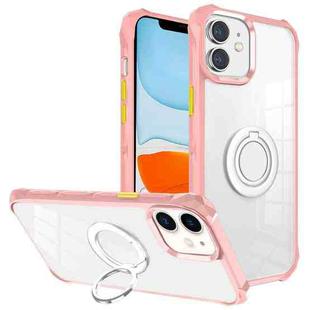 For iPhone 11 Water Cube High Permeability Space Phone Case with Invisible Holder(Pink)