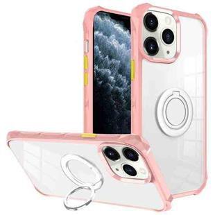 For iPhone 11 Pro Max Water Cube High Permeability Space Phone Case with Invisible Holder(Pink)
