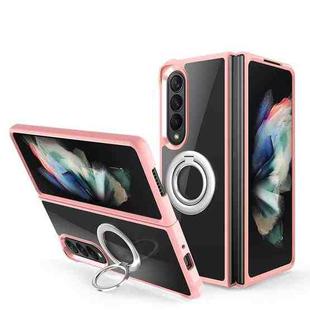 For Samsung Galaxy Z Fold4 Water Cube High Permeability Space Phone Case with Invisible Holder(Pink)