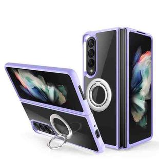 For Samsung Galaxy Z Fold4 Water Cube High Permeability Space Phone Case with Invisible Holder(Purple)