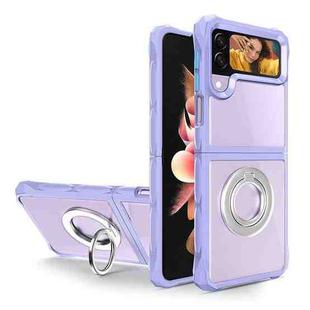 For Samsung Galaxy Z Flip4 Water Cube High Permeability Space Phone Case with Invisible Holder(Purple)