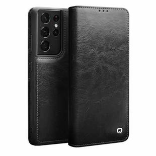 For Samsung Galaxy S21 Ultra 5G QIALINO Genuine Leather Phone Case(Black)