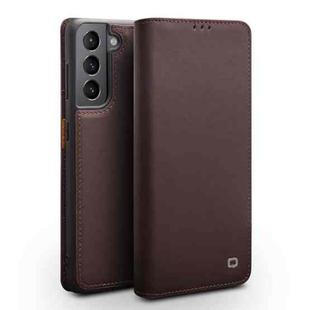 For Samsung Galaxy S21 5G QIALINO Classic Gen2 Genuine Leather Phone Case(Brown)