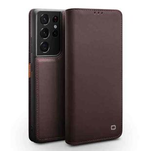 For Samsung Galaxy S21 Ultra 5G QIALINO Classic Gen2 Genuine Leather Phone Case(Brown)