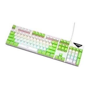 FOREV FVQ302 Mixed Color Wired Mechanical Gaming Illuminated Keyboard(White Green)
