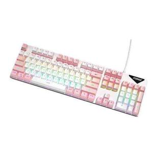 FOREV FVQ302 Mixed Color Wired Mechanical Gaming Illuminated Keyboard(White Pink)