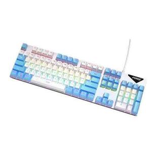 FOREV FVQ302 Mixed Color Wired Mechanical Gaming Illuminated Keyboard(White Blue)
