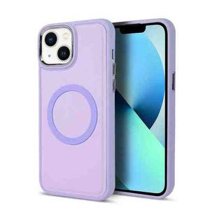 For iPhone 13 Imitation Liquid Silicone Skin Feel Plating Magsafe Phone Case(Light Purple)