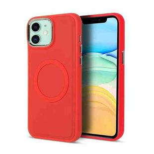 For iPhone 11 Imitation Liquid Silicone Skin Feel Plating Magsafe Phone Case(Red)