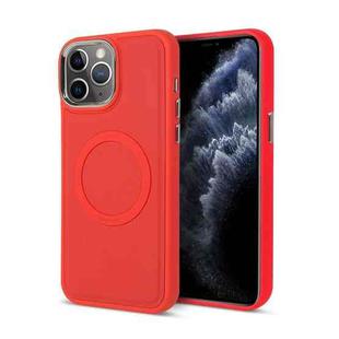 For iPhone 11 Pro Max Imitation Liquid Silicone Skin Feel Plating Magsafe Phone Case(Red)