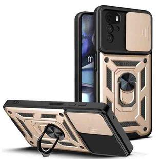 For Motorola Moto G22 Sliding Camera Cover TPU+PC Phone Case(Gold)