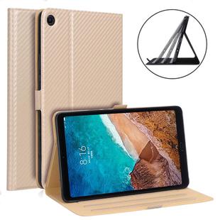 WY-1595A For Xiaomi Mi Pad 4 Plus / 10.1 inch 2018 Ultra-thin Carbon Fiber PU Leather Tablet PC Protective Cover with Multi-position Bracket Function(Gold)