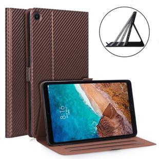 WY-1595A For Xiaomi Mi Pad 4 Plus / 10.1 inch 2018 Ultra-thin Carbon Fiber PU Leather Tablet PC Protective Cover with Multi-position Bracket Function(Brown)